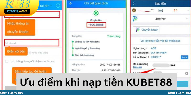 Ưu điểm khi nạp tiền Kubet88