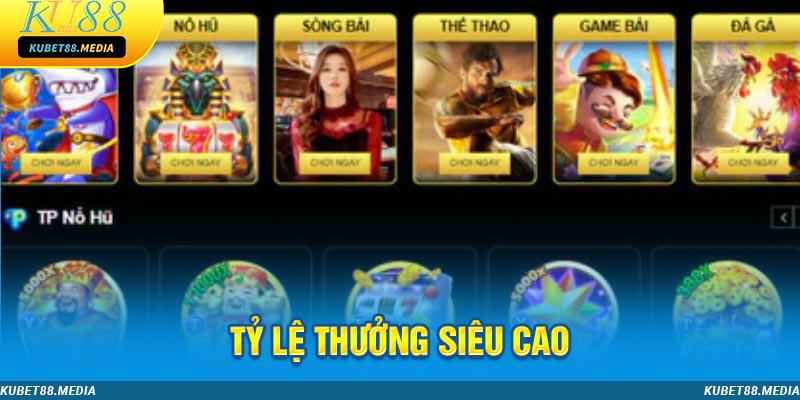 Nổ hũ KUBET88 cung cấp mức thưởng cao